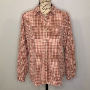 Woolrich cotton flannel plaid button front shirt L